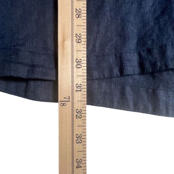 CHICO'S Rick Rack Trim Blouse Top Size 3 Size 16 Linen V-Neck Long Sleeve Navy - Picture 10 of 15